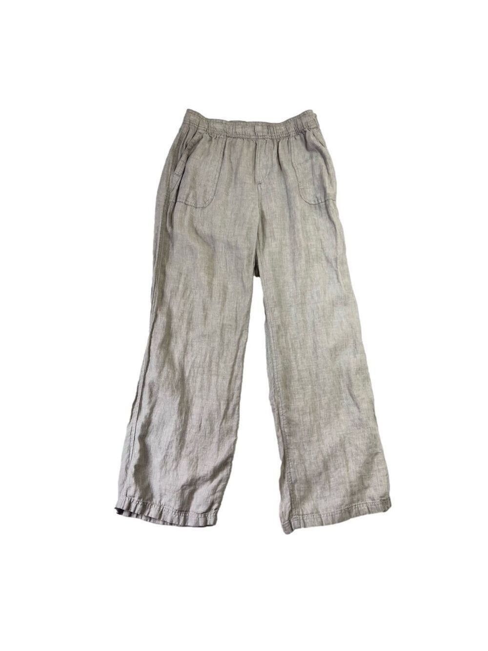Jone’s New York Pants Womens Large 100% Linen Ivory Stretch Straight Beach